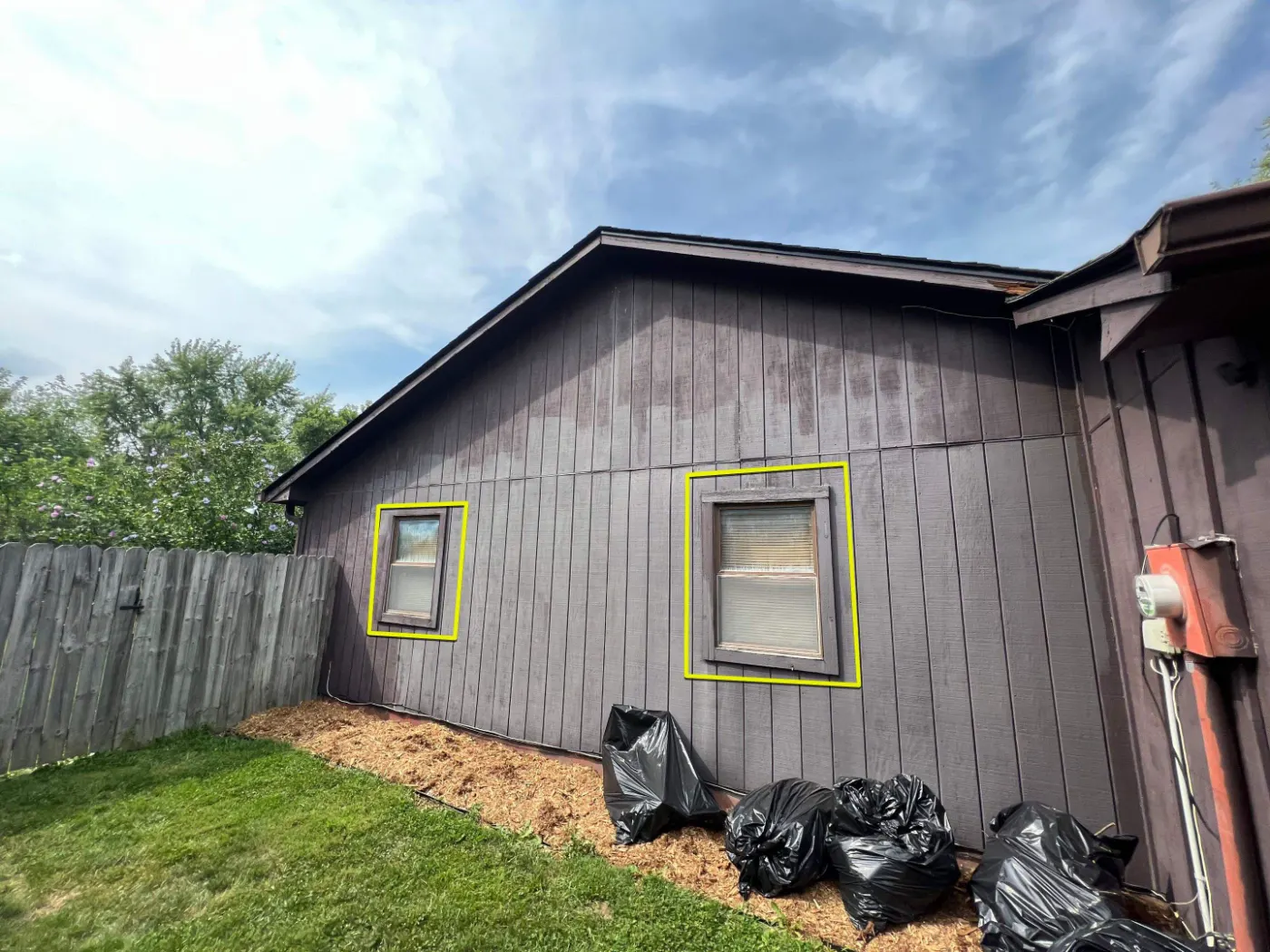 Storm-damaged window documented in Fortville